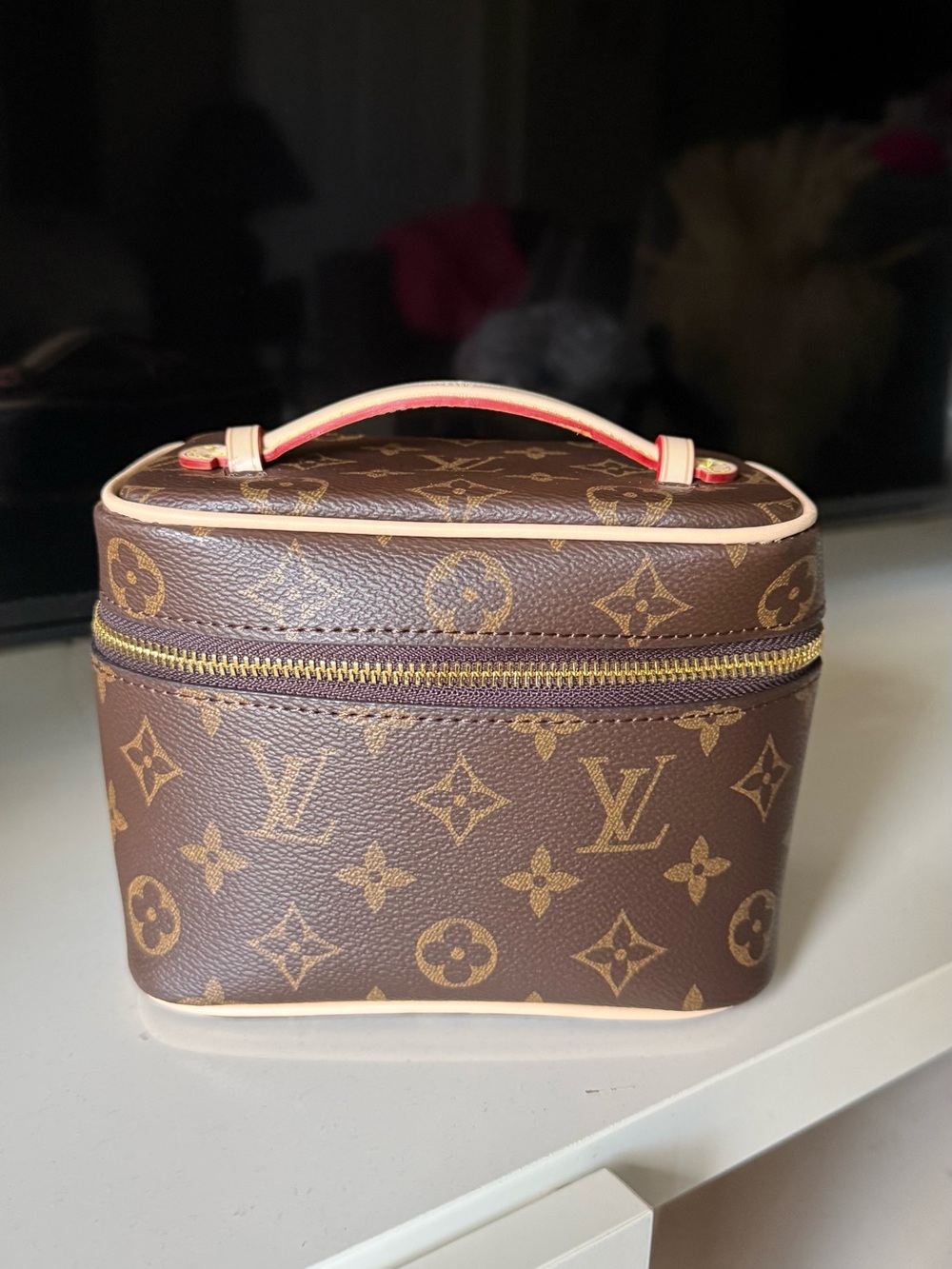 Brown Monogram Canvas Vanity Case with Natural Trim